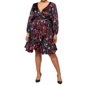 Chloe Kristyn Fleur Noir Fallon Faux Wrap Dress 2X